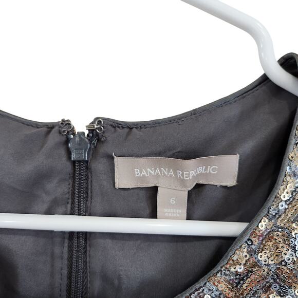 Banana Republic Sequined Sleeveless Sheath Evening Dress Silver Blue Size 6 - Picture 5 of 7